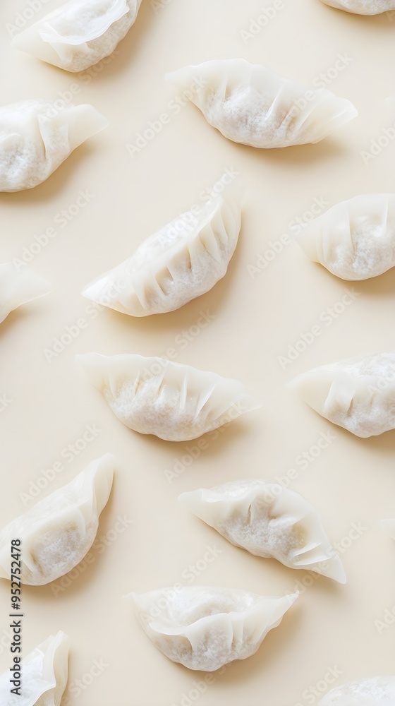 An overhead view of rice dumplings placed artistically on a light solid color background, emphasizing their shapes and colors An overhead view of rice dumplings placed artistically on a light solid color background, emphasizing their shapes and colors