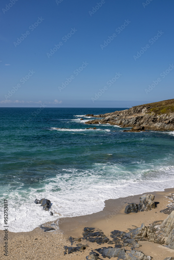 A view out over the ocean at Little Fistral Beach on the Cornish coast A view out over the ocean at Little Fistral Beach on the Cornish coast