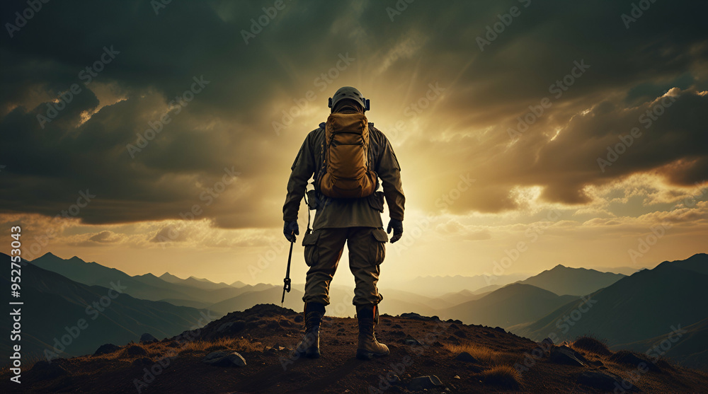 Outdoor explorer scaling rocky terrain at sunrise for an adventurous journey
Outdoor explorer scaling rocky terrain at sunrise for an adventurous journey