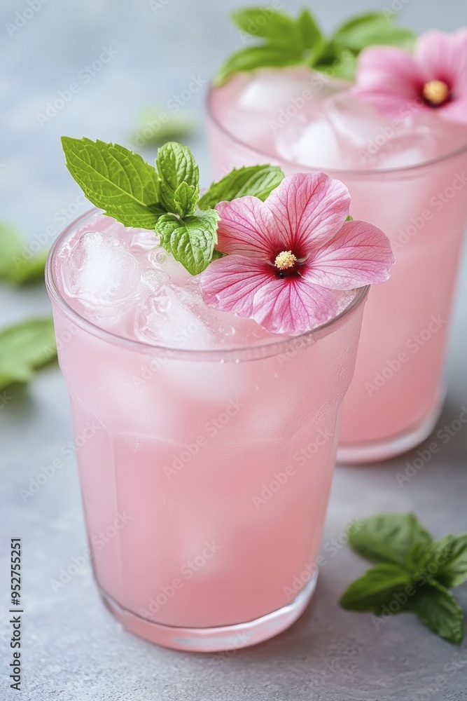 Iced Hibiscus Tea with Vibrant Colors in a Refreshing Summer Setting Iced Hibiscus Tea with Vibrant Colors in a Refreshing Summer Setting