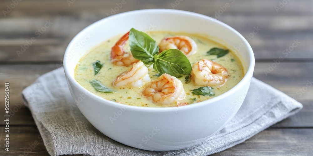 Delicious Thai green curry featuring shrimp and an abundance of fresh ingredients creates a vibrant and flavorful dish perfect for any meal. Delicious Thai green curry featuring shrimp and an abundance of fresh ingredients creates a vibrant and flavorful dish perfect for any meal.