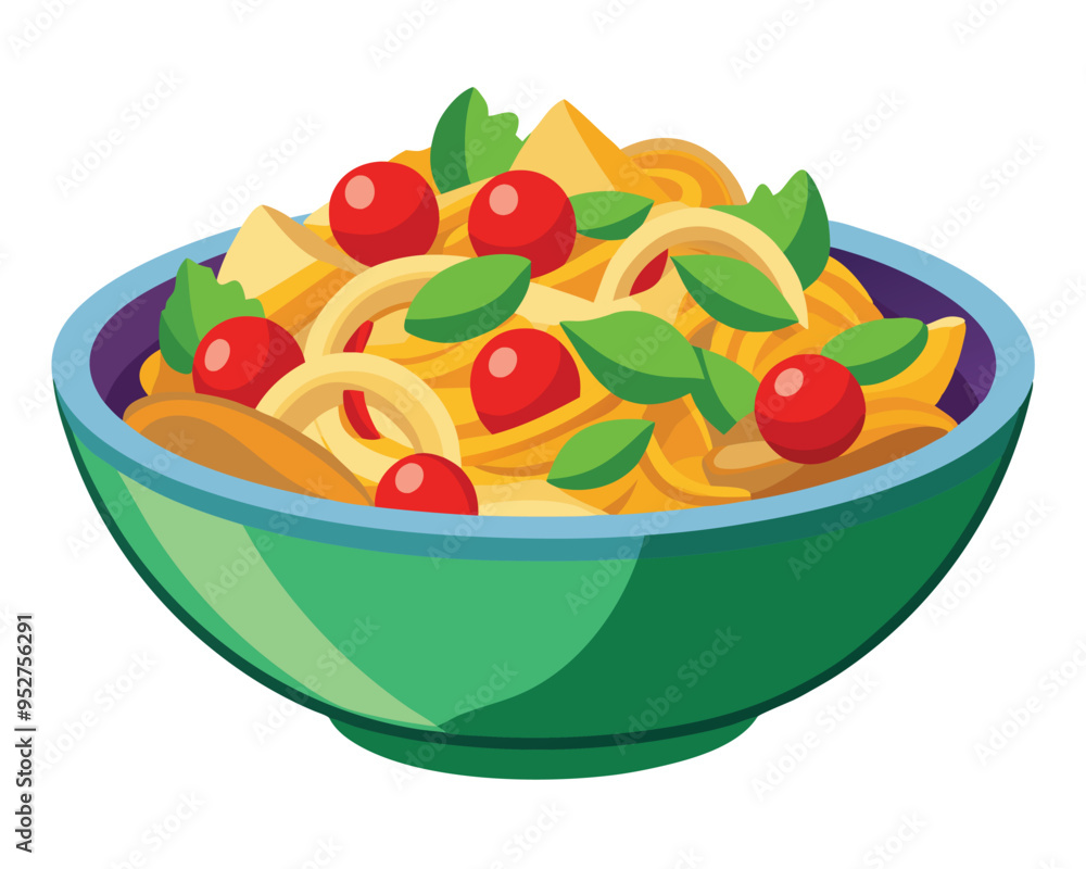 delicious pasta salad vector illustration in white background delicious pasta salad vector illustration in white background