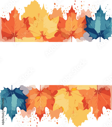 Autumn Maple Leaves Banner: Isolated on Transparent Background with Stripes for Text Placement, Perfect Blank Canvas for Design, Enhanced by Generative AI