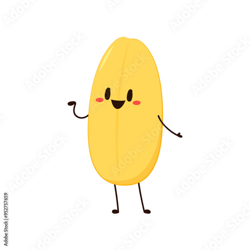 Paddy character design. rice vector on white background. rice seed.