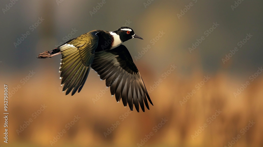 Northern Lapwing in Flight, Wings Outstretched Northern Lapwing in Flight, Wings Outstretched