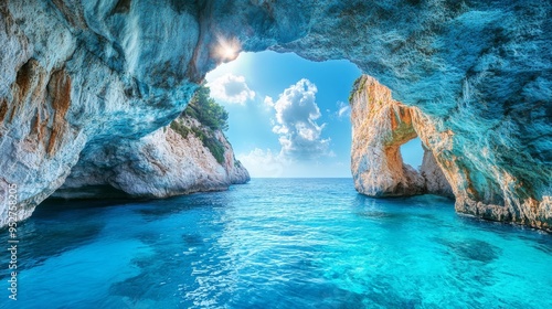 Crystal-clear turquoise in Greek Blue Caves