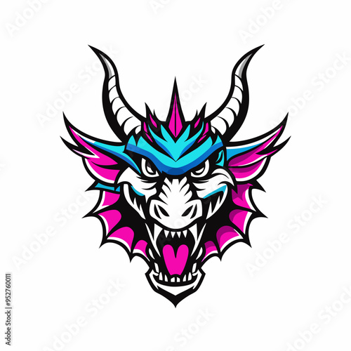 Blue Dragon Head Vector Art