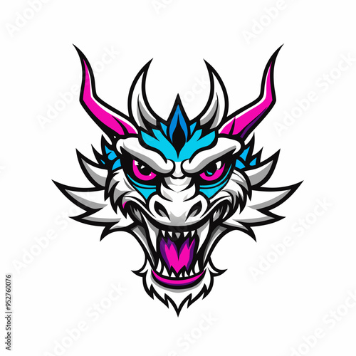 Blue Dragon Head Vector Art