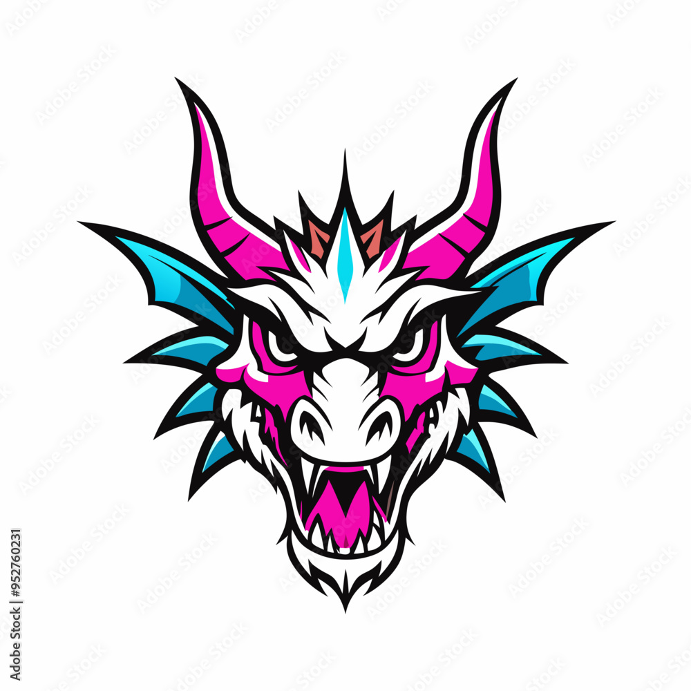 Fototapeta premium Blue Dragon Head Vector Art