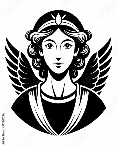 Elegant Angel silhouette vector art, Fairy illustration