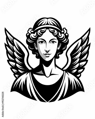 Elegant Angel silhouette vector art, Fairy illustration