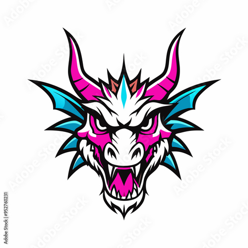 Blue Dragon Head Vector Art