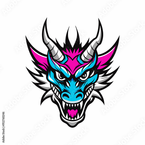 Blue Dragon Head Vector Art