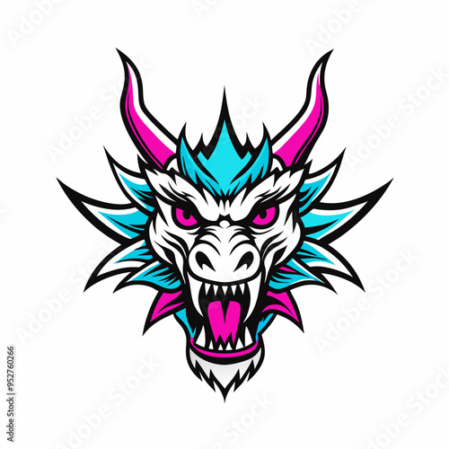 Blue Dragon Head Vector Art