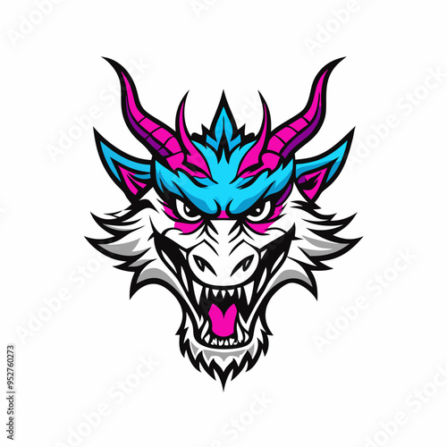 Blue Dragon Head Vector Art