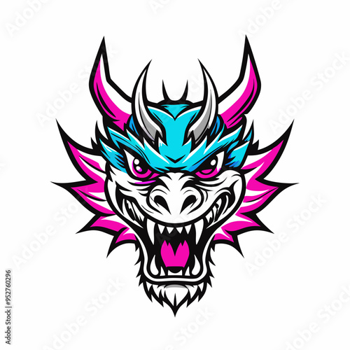 Blue Dragon Head Vector Art