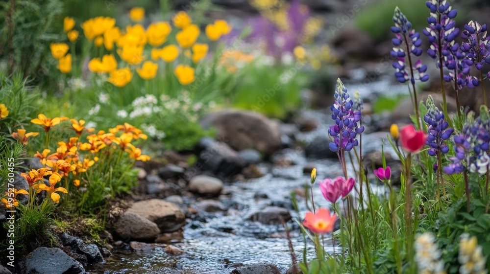 Obraz premium Flowers bloom by dry stream in Seatac