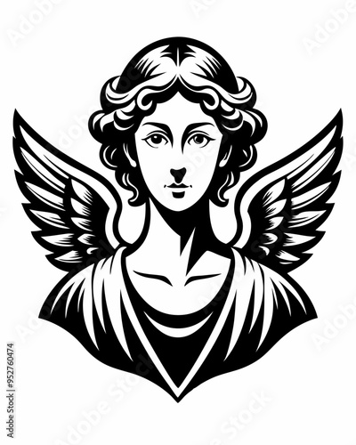 Elegant Angel silhouette vector art, Fairy illustration