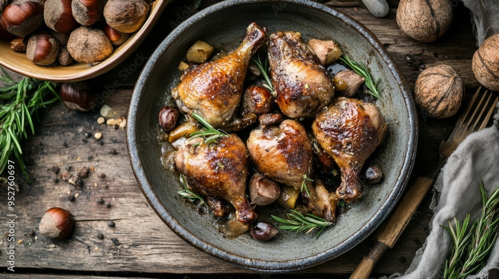 Fried quail on wood Fried quail on wood