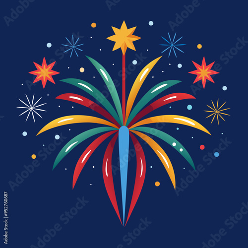 new year wishes fireworks vector 