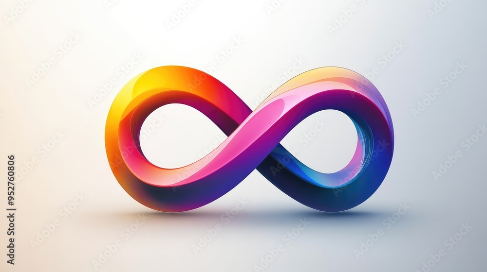 A smooth infinity sign with bright, multicolored gradients, symbolizing infinity and continuity in a sleek design. A smooth infinity sign with bright, multicolored gradients, symbolizing infinity and continuity in a sleek design.