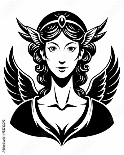 Elegant Angel silhouette vector art, Fairy illustration