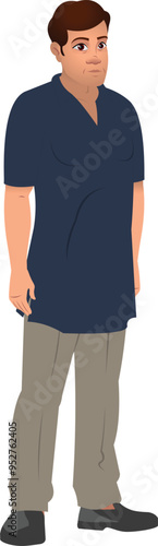 Indian Young Man Wearing T-shirt and formal Pant, Character side view and explainer animation poses For moral story