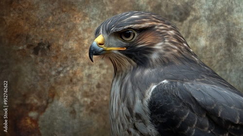 Sparrowhawk side view portrait.