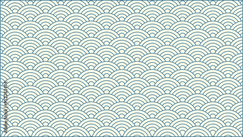 Japanese wave pattern blue and beige, also known as Seigaiha. 