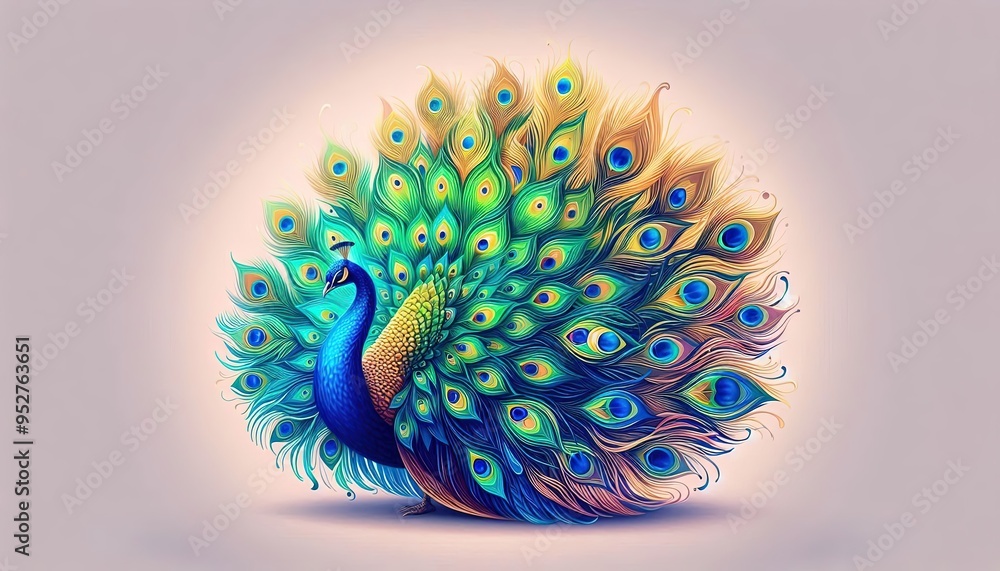 A vibrant illustration of a peacock displaying its colorful feathers. A vibrant illustration of a peacock displaying its colorful feathers.
