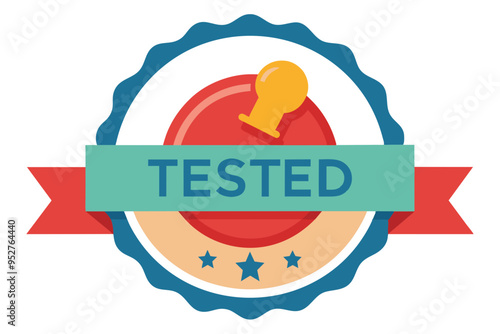 Tested stamp icon. Printable Vector artwork illustration