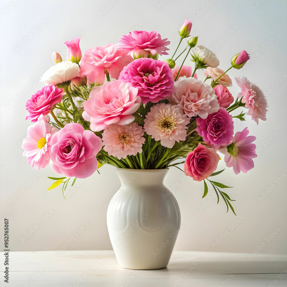 a vase of pink flowers with white background a vase of pink flowers with white background