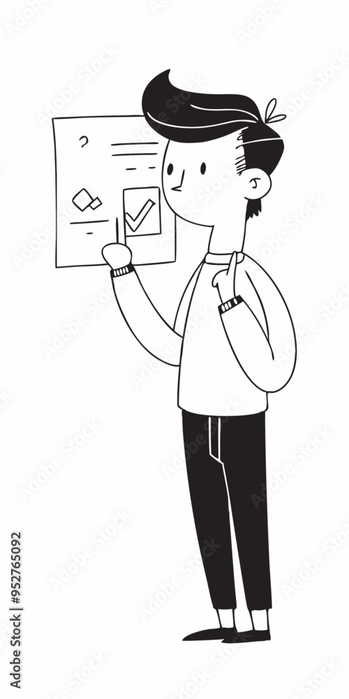 Task Completion with Confidence: A determined figure, embodying the spirit of accomplishment, points confidently at a checklist, his focus clear, his goals in sight. Task Completion with Confidence: A determined figure, embodying the spirit of accomplishment, points confidently at a checklist, his focus clear, his goals in sight.
