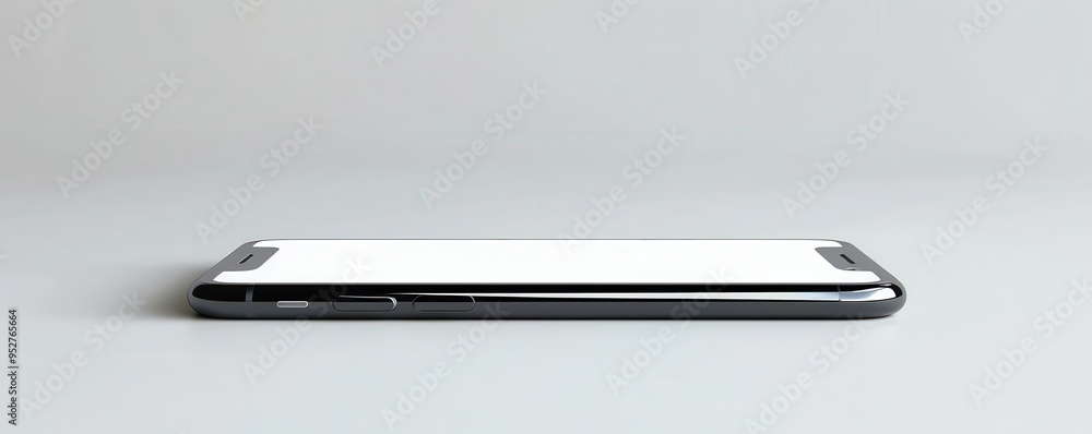Modern smartphone with blank screen, white background, digital technology Modern smartphone with blank screen, white background, digital technology