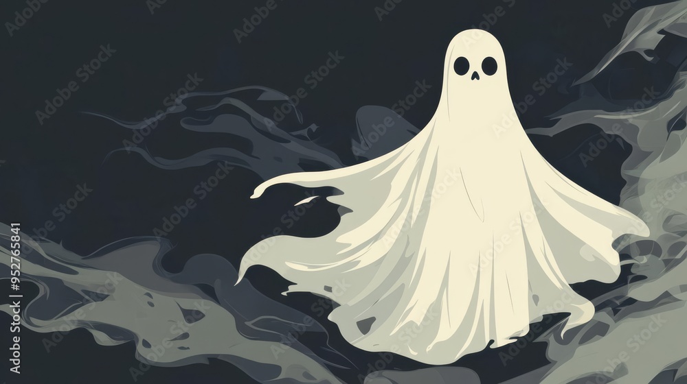 Illustration of a ghost in a spooky, dark setting. Perfect for Halloween themes, eerie designs, and horror-related projects. Illustration of a ghost in a spooky, dark setting. Perfect for Halloween themes, eerie designs, and horror-related projects.