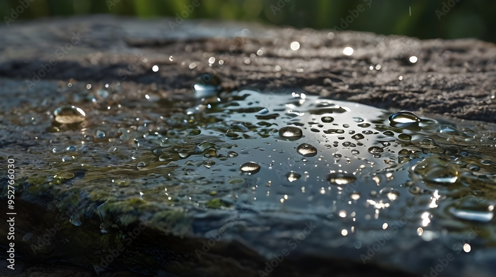Fototapeta premium drops of water on stone 