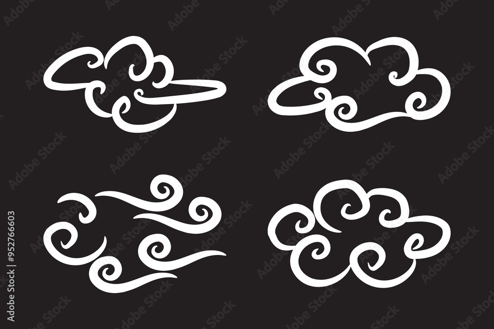 Akatsuki cloud doodles, Complete icon of beautiful hand-drawn cartoon style clouds Akatsuki cloud doodles, Complete icon of beautiful hand-drawn cartoon style clouds