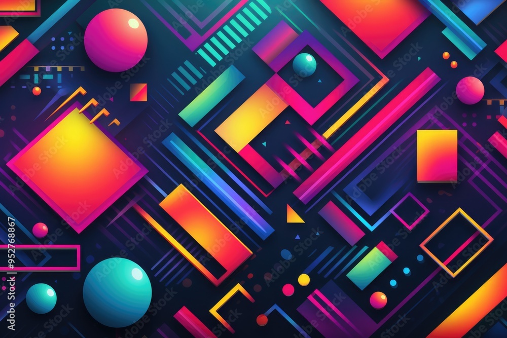 Abstract Geometric Pattern with Vibrant Colors and Shapes Abstract Geometric Pattern with Vibrant Colors and Shapes