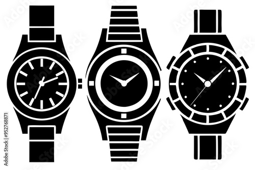 4 Unique Watch Silhouette Vector Illustrations