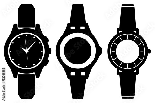 4 Unique Watch Silhouette Vector Illustrations