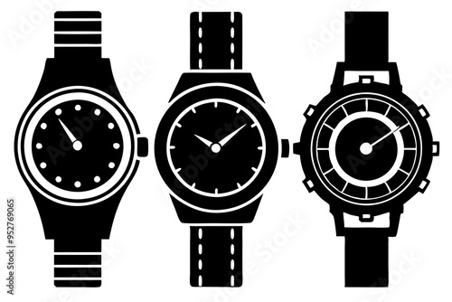 4 Unique Watch Silhouette Vector Illustrations