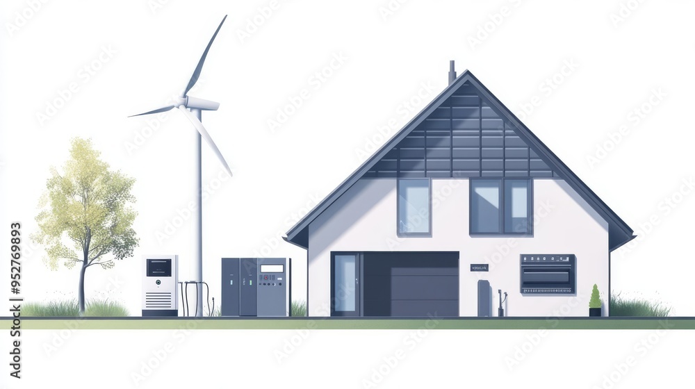 A parts diagram of a residential wind turbine system A parts diagram of a residential wind turbine system