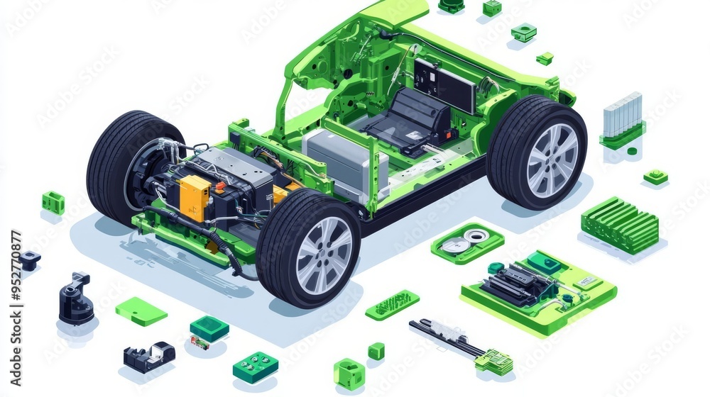 A parts diagram of a green energypowered electric vehicle A parts diagram of a green energypowered electric vehicle