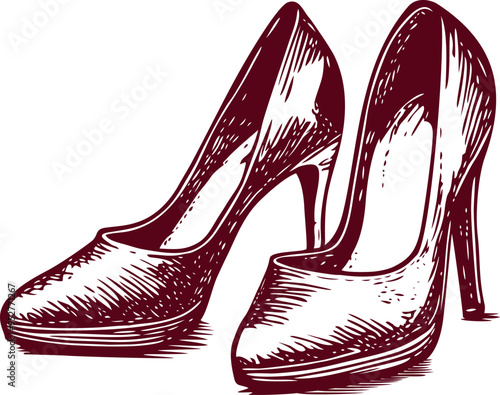 Classic Hand Drawing Woman High Heels Illustration