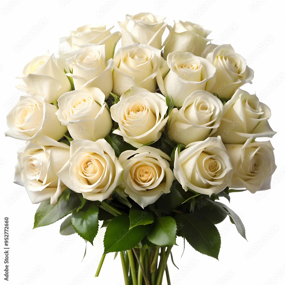 Obraz premium a bouquet of white roses with white background