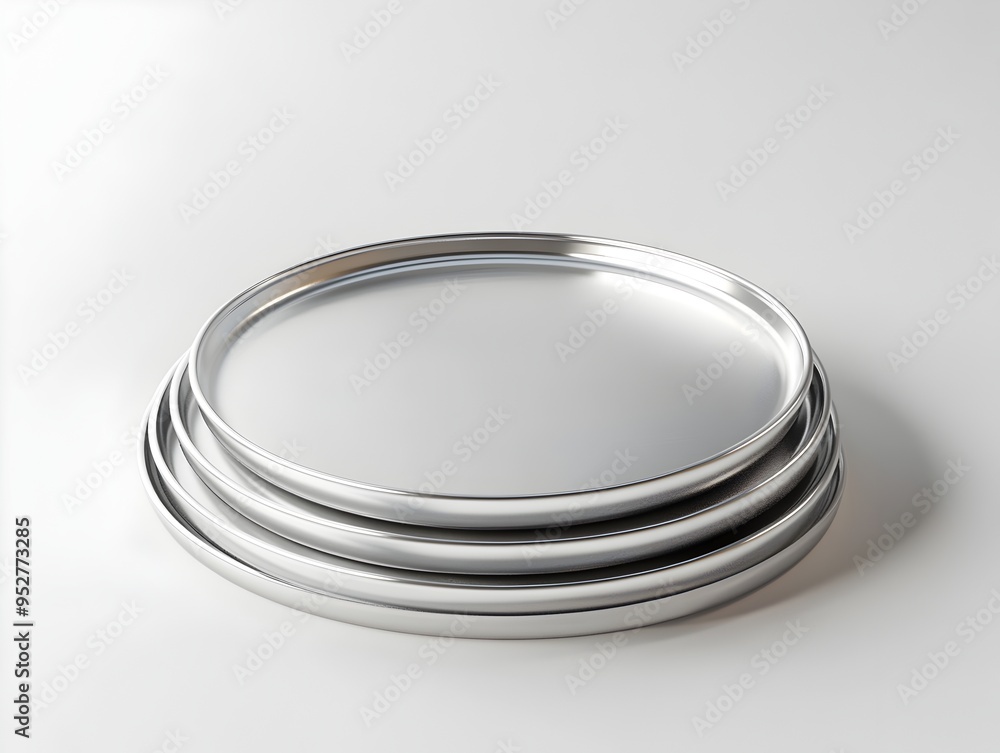 Closeup of Metallic Baking Sheets Isolated on Clean White Background Closeup of Metallic Baking Sheets Isolated on Clean White Background
