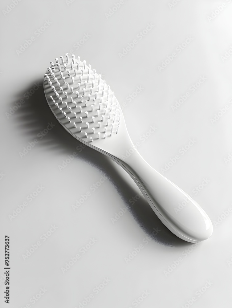 Closeup of Sleek and Compact Hairbrush on Pure White Background Closeup of Sleek and Compact Hairbrush on Pure White Background