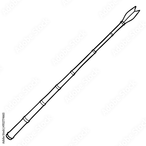 Bamboo Vector line Art on White Background