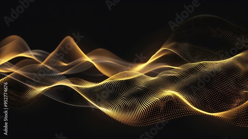 Abstract gold wave on black background. Vector illustration for your design, Abstract golden lines on black BG, AI Generated.