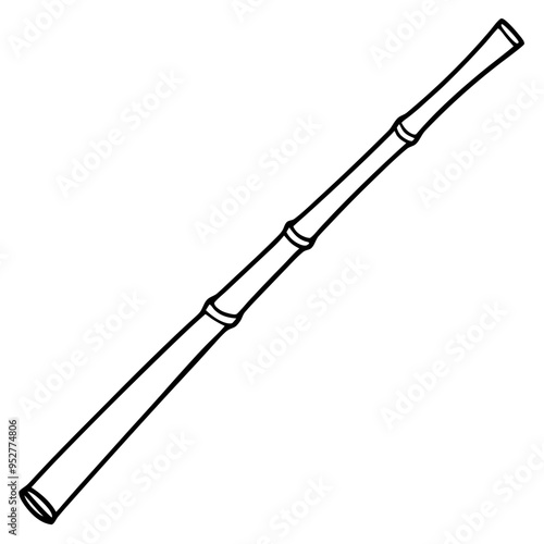 Bamboo Vector line Art on White Background